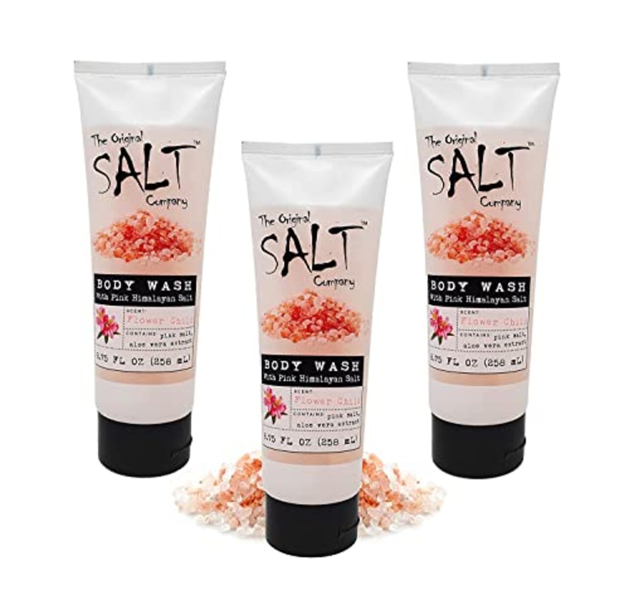 Pink Salt Body Wash – With Pink Himalayan Salt and Aloe Vera Extracts – Cruelty-Free and Safe – Exfoliating Body Wash – Complete Skin Care – Revitalizing and Hydrating Body Wash – 3 Pack 8.75oz